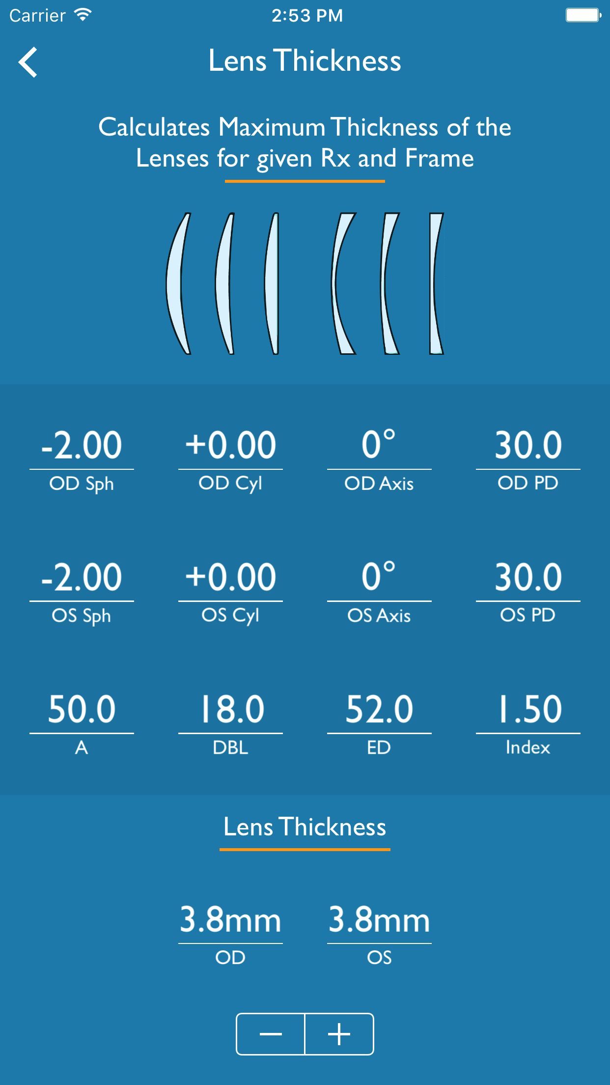 Lens Thickness Chart